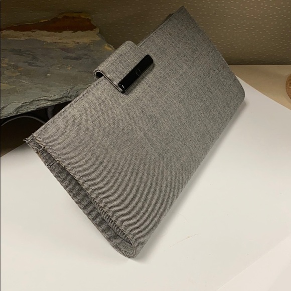 Charles Jourdan Gray Tweed Shoulder Clutch Bag - Picture 3 of 12